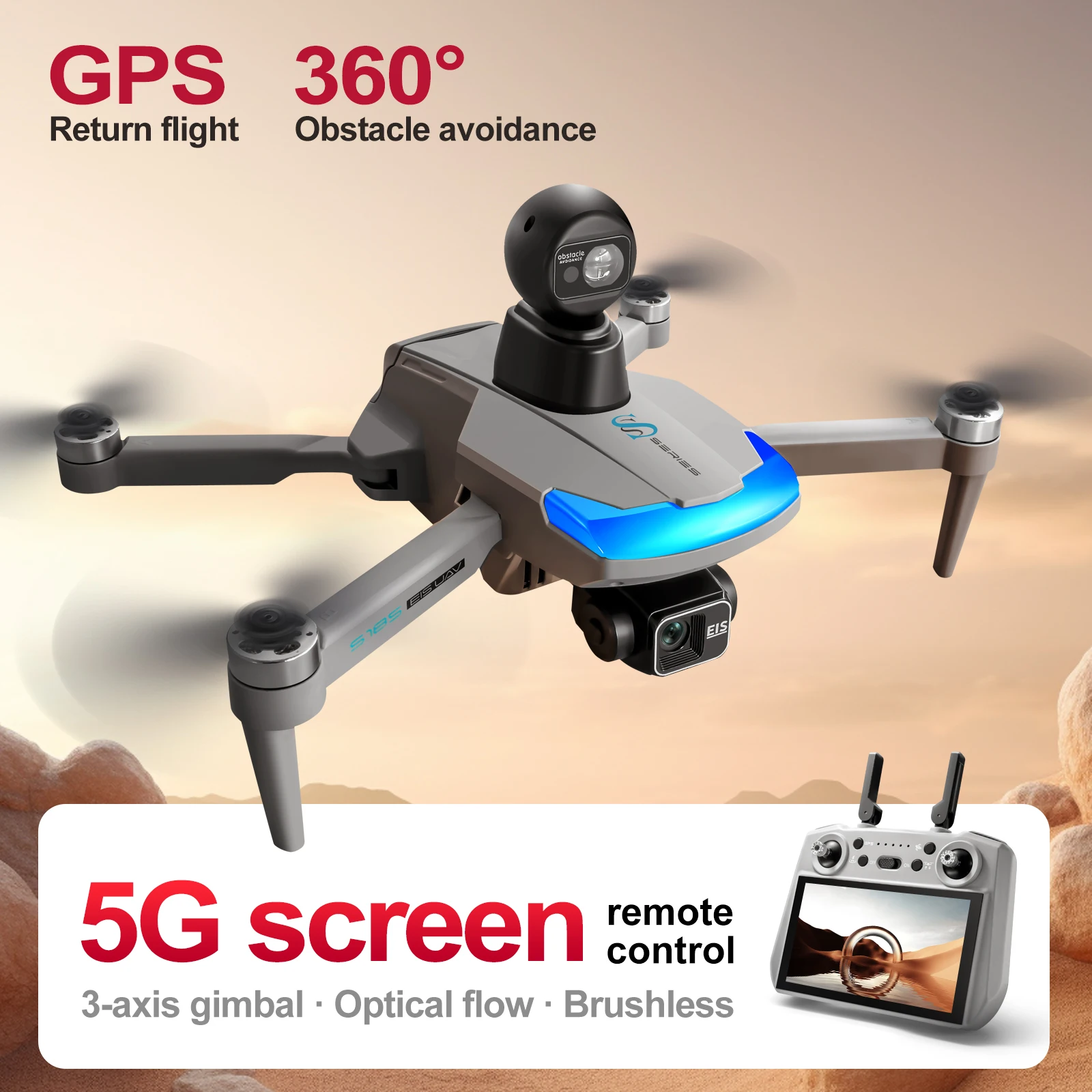 Drone Gimbal 3 Axis - Dron profesional S185 2,7 K HD